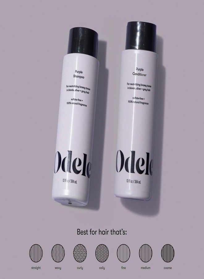 Odele Sulfate-Free Purple Shampoo & Conditioner Set for Neutralizing Brassy Tones in Blonde, Silver + Gray Hair, 13 Fl Oz Each (2-Pack) - Image 3